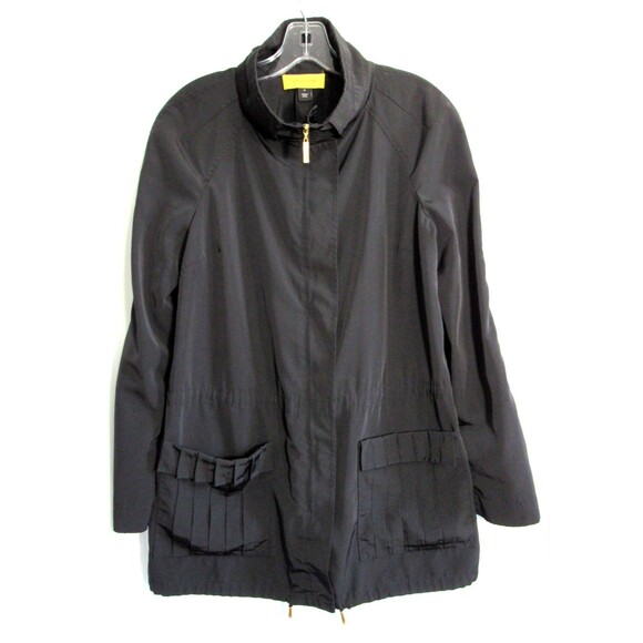 St John Black Full Zip & Snap Roll Tab Long Sleeve Utility Jacket Size Small EUC - Picture 1 of 7